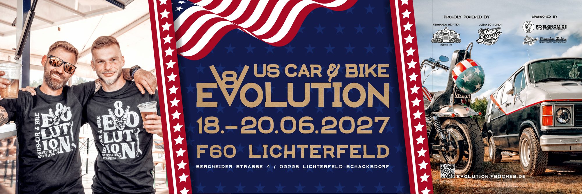 US Car & Bike Evolution 18.&ndash;20.06.2027 &ndash; F60 Lichterfeld, Bergheider Stra&szlig;e 4, 03238 Lichterfeld-Schacksdorf